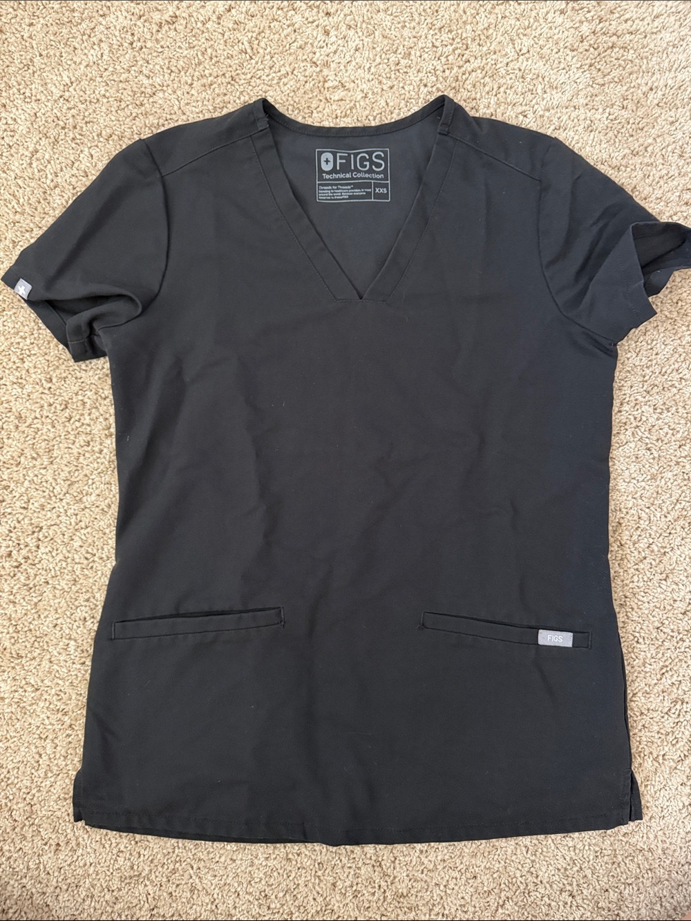 Figs Black Casma scrub top